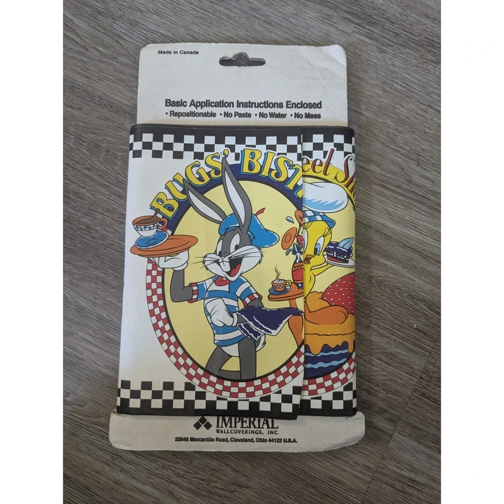 Vtg Looney Tunes Wallpaper Border El‎ Diablo Taco Bugs Bistro Taz Self Adhesive